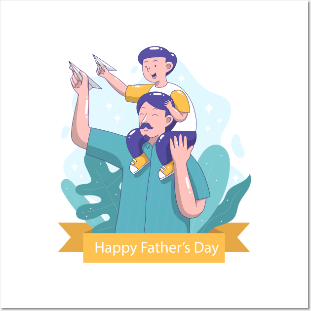 happy father day premium gift father's day - father's day gift from son Wall Art by Spring Moon